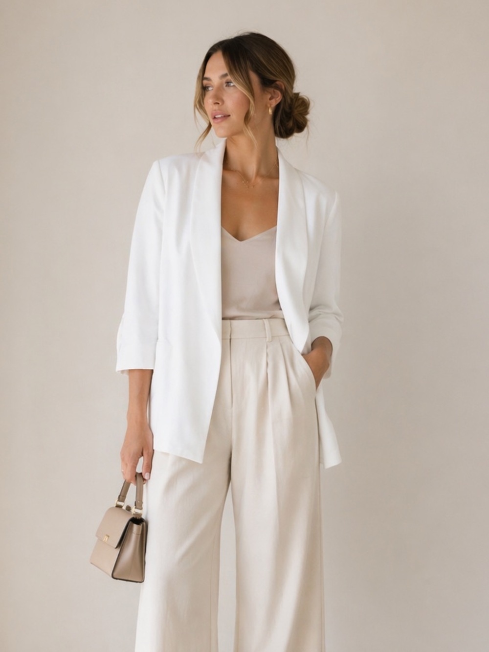Noir White Open Front Blazer 1X NWT Quiet Luxury Minimalist Office Chic